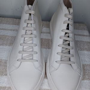 SUITSUPPLY men's high top solid white leather sneakers -  EU 47 / US 9.5-10